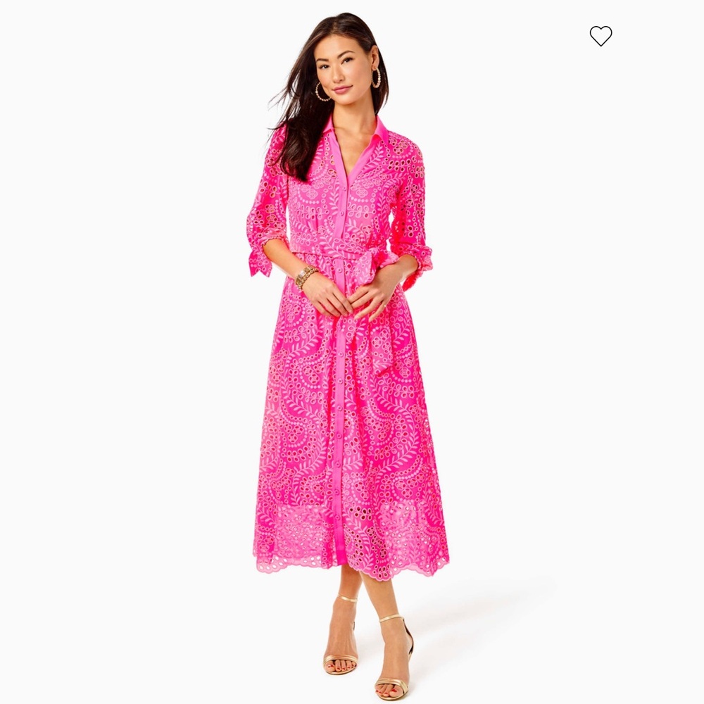 NWT Pink Isle: Swirly Fern Scalloped Eyelet dress size 6